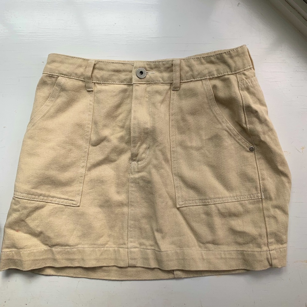 Cargo caramel/camel color jean mini skirt